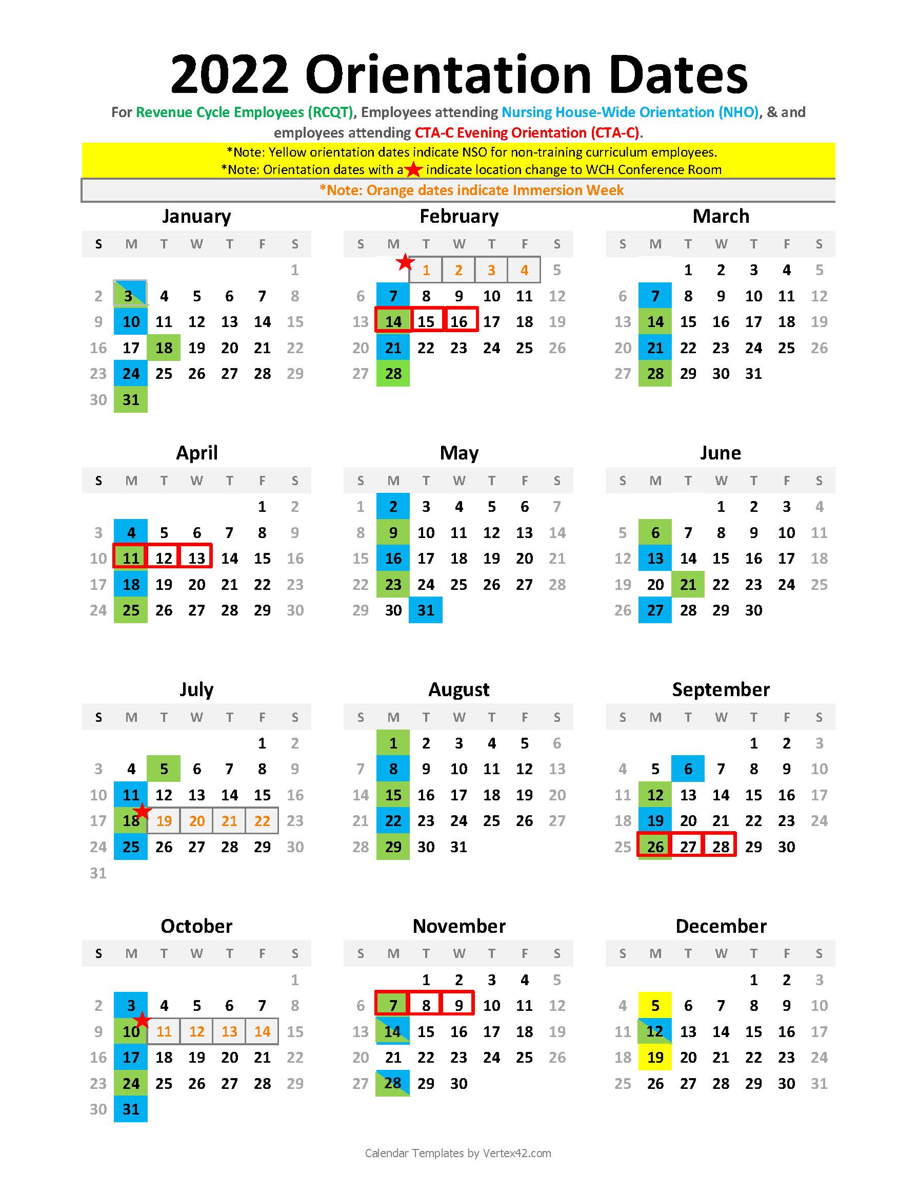 2022 NSO Calendar